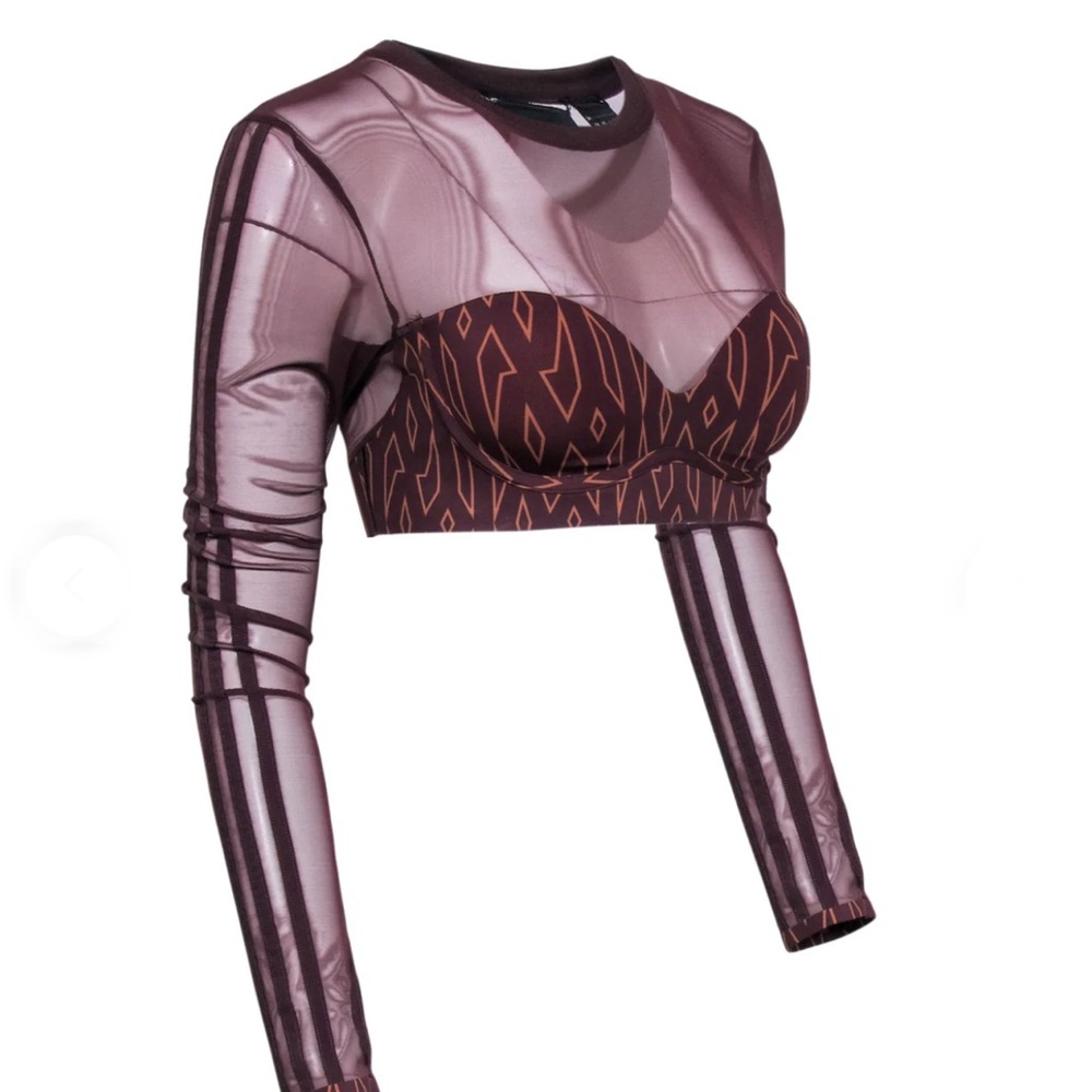 🔵ADIDAS X IVY PARK “NWOT” Sheer Long Sleeve Maroon Crop Top